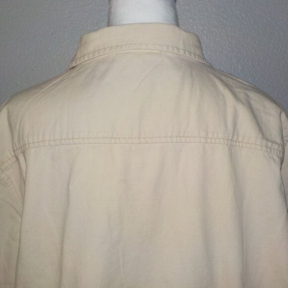 MIDNIGHT SKY WOMENS SIZE X-LARGE KHAKI TAN SNAP FRONT LONG SLEEVE DENIM SHIRT - Picture 7 of 8